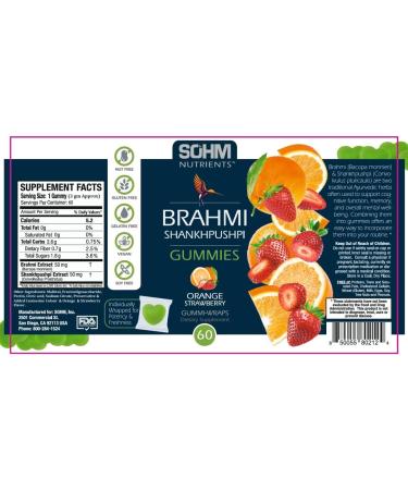 Brahmi and Shankhpushpi Gummies 60 Count Individually Wrapped Supports Immune System Vegetarian Without Gluten Orange Strawberry 60 Count - Buy Online on GoSupps.com