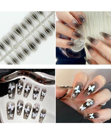 FEIlei 30Pcs Long Press on Nails Coffin French Fake Nails Tip Gradient Acrylic Nails Glossy False Nails for Women Girls - Buy Online on GoSupps.com