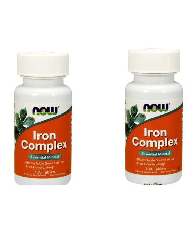 2 Bottles of NOW Foods IRON COMPLEX 100 Tabs
