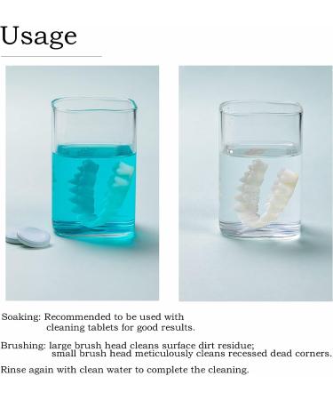 Octuitey Denture Brush 4Pcs - Double Sided Toothbrush with Multi-Layered Bristles and Rubber Anti-Slip Handle - (Purple, Green, Blue, Orange) - Buy Online on GoSupps.com