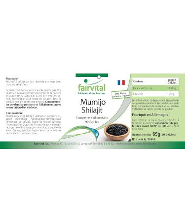 Fairvital | Mumijo Shilajit - 90 capsules - with 1000mg mumijo powder per daily dose - Shilajit original Himalaya - fulvic ac - Buy Online on GoSupps.com