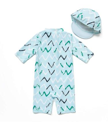 BONVERANO Baby Boys Sunsuit UPF 50+ with Zipper Swimwear & Sun Hat - 9 Months, Light Blue - Buy Online on GoSupps.com