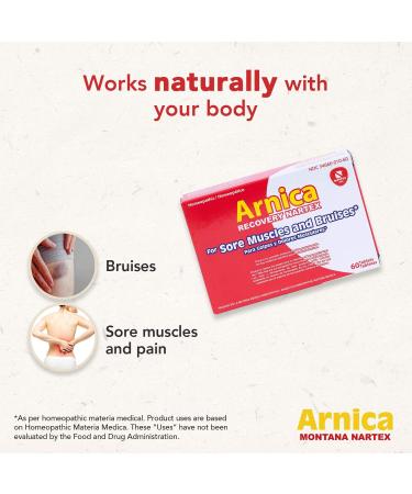 Nartex Arnica Recovery Tablets - 60 Count | Natural Relief for Sore Muscles, Bruises & Sprains - Buy Online on GoSupps.com