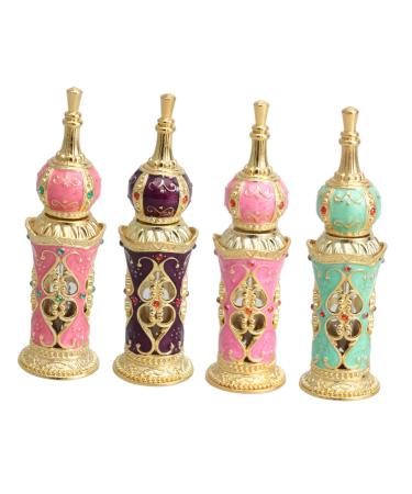VINTORKY Refillable Glass Perfume Bottle Empty Essential Oil Bottle Middle Eastern Decor Crystal Glass Perfume Container Glass Vials Cosmetic Refillable Bottle Containers Arab Woman Dubai
