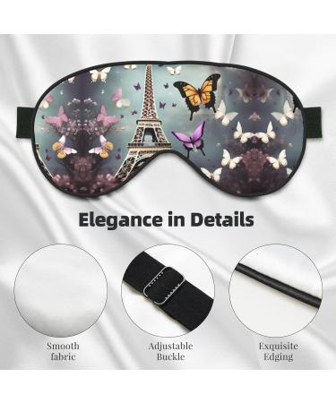 Romantic Paris Butterfly Eiffel Print Unisex Sleep Mask - Double-Sided Eye Mask for Sound Sleep & Skin Care - Ideal Travel Accessory - Buy Online on GoSupps.com