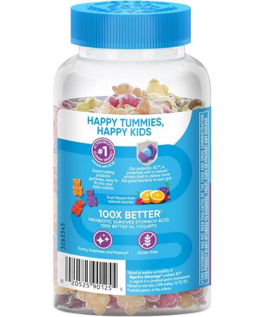 Digestive Advantage Daily Probiotic Gummy for Kids Multi Natural Fruit Flavours 80.0 Count natural fruit flavours 80 Count (Pack of 1) - Buy Online on GoSupps.com