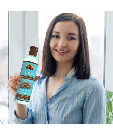 OKAY Argan Leave In Conditioner - Hydrating & Smoothing for All Hair Types | Paraben Sulfate Silicone Free - 8 Oz - Buy Online on GoSupps.com