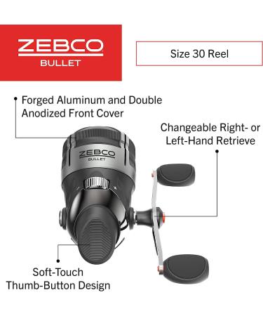 Zebco Bullet Spincast Fishing Reel  Size 30 Reel  Fast 29.6 Inches Per Turn  GripEm All-Weather Handle Knobs  Pre-Spooled with 10-Pound Zebco Fishing Line - Buy Online on GoSupps.com