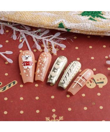 3D Embossed Christmas Nail Art Stickers Decals 5 Sheets 5D Self-Adhesive Cute Bear Snowflakes Snowman Heart Pink Hat Nail Supplies Nail Art Design Decoration Accessories - Buy Online on GoSupps.com