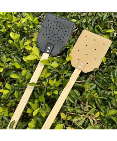 TAMOSH Yellow Wooden Stick Handle Mosquito Swatter Manual Fly Swatter PU Leather Mosquito Swatter - Buy Online on GoSupps.com