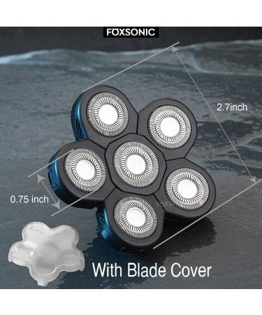 FOXSONIC 6 Blades Electric Shaver Replacement Heads - Bald Shaver with Blade Cover - Black - Buy Online on GoSupps.com