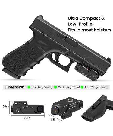 VOTATU H3L-GC Green Pistol Laser Sight | Ultra Low Profile Circle Dot Laser | Strobe Mode | USB Rechargeable - Buy Online on GoSupps.com