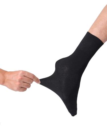 Polawind Men's Diabetic Socks 6 Pair Pack - Size 10-13 Wide, Loose Top, Ankle Socks for Edema & Neuropathy - Non-Binding, Extra Wide Diabetes Sock - Black - Buy Online on GoSupps.com