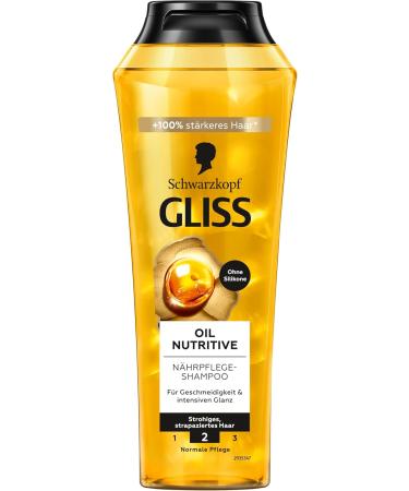 Gliss Shampooing Oil Nutritive (250 ml) shampoo with omega 9 marula oil and marula oil nourishing shampoo for rough hair & damaged hair provides suppleness and shine - Buy Online on GoSupps.com