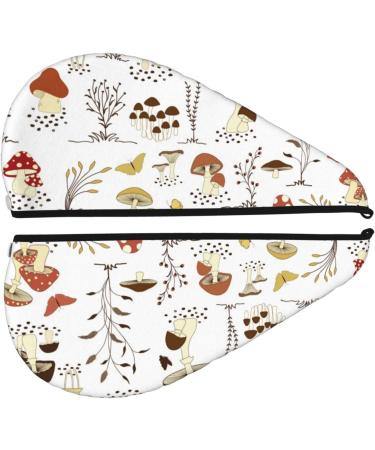 Buy Microfiber Hair Drying Cap - Mushrooms & Butterflies Design | Soft Absorbent Quick Drying Towel Wrap for Curly Long & Thick Hair - Buy Online on GoSupps.com