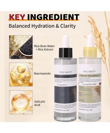 Black Rice Exfoliant Peel Shot Rice Ampoule Duo Set White and Black Rice Exfoliating facial mask .Reduce blackheads shrink pores suitable for all skin types 2.03Fl Oz (Pack of 2) - Buy Online on GoSupps.com