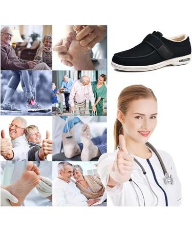 Men's Diabetic Orthopedic Slippers | Comfy Winter Fleece Shoes for Swollen Feet | Adjustable Straps Extra Wide Black 9 - Buy Online on GoSupps.com