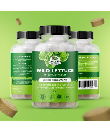 Amazing Botanicals Wild Lettuce Extract Tablets 10X (30 Tablets) 2,000MG Each | Lactuca Virosa | Sleep Support | Helps Naturally Soothe Pain 30 Count (Pack of 1) - Buy Online on GoSupps.com