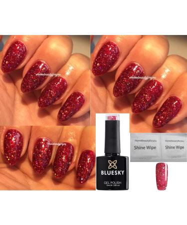 Bluesky Red Glitter SCARLET Diamond BLZ35 Nail Gel Polish UV LED Soak Off 10ml SPECIAL PRICE