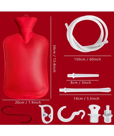2L Coffee Enema Bag Kit - Silicone Hose Reusable Tips & Flow Control Valve - Red Home Enema System - Buy Online on GoSupps.com