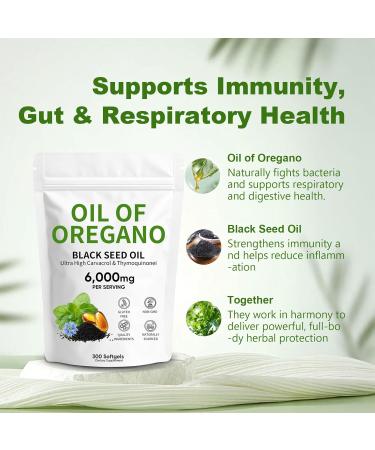 Oil of Oregano 6 000mg with Black Seed Oil Oregano Oil Capsules Organic with Carvacrol & Thymoquinone 2-in-1 Formula for Immune Support & Digestive Health Non-GMO & Gluten Free 300 Softgels (1) - Buy Online on GoSupps.com
