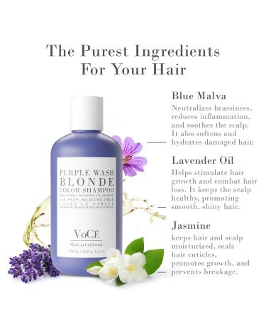 VoC Haircare Natural Purple Shampoo - Anti-Brass Shine Enhancing Vegan for Blonde & Gray Hair | Non-Toxic | 8.5 oz - Buy Online on GoSupps.com