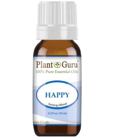 Happy Essential Oil Blend 10 ml 100% Pure Undiluted Therapeutic Grade. (Blend of: Pink Grapefruit Lemon Cassia Ginger Peppermint)