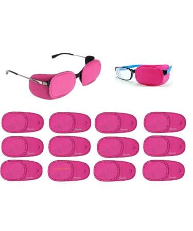 12 pcs Occlusion Eye Patch Cover for Children Glasses - Lazy Eye Amblyopia one Eye Disorder Children Spectacle 110mm x 55mm (Pink) 6 Pairs Hayatec