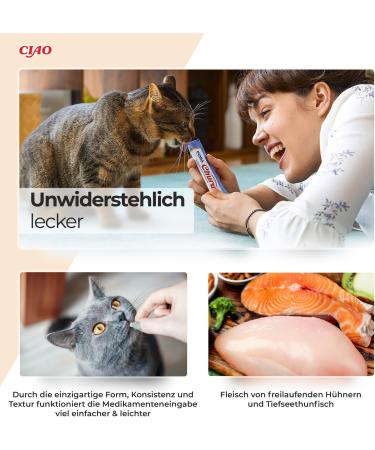 Inaba Churu Puree Cat Treats - Tuna & Chicken Handheld Licking Snacks 4x14g Pack - Delicious Cat Food for Picky Eaters - Buy Online on GoSupps.com