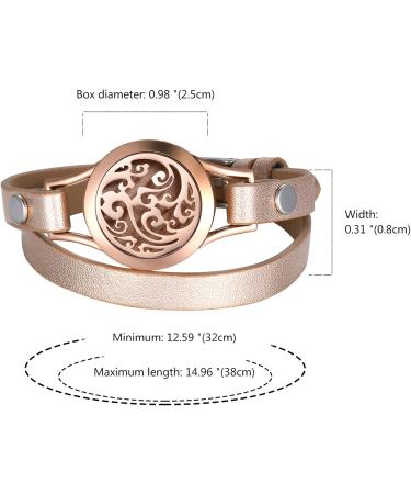 Flongo Aromatherapy Leather Bracelet for Women - Essential Oil Diffuser Bracelet with Colored Felt Pads - Rose Gold Aroma Blocket - Buy Online on GoSupps.com