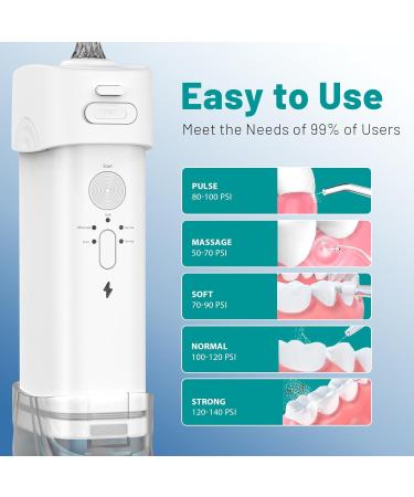 Foldable Oral Irrigator - Portable Cordless Water Flosser 5 Modes & Jet Tips Rechargeable Waterproof Teeth Cleaner for Home & Travel - Buy Online on GoSupps.com