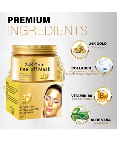 24K Gold Face Mask Deep Pore Cleansing Moisturizing Face Mask Brightening Nourishing Reduces Pores and Removes Blackheads Face Mask for Women and Men 120ml - Buy Online on GoSupps.com