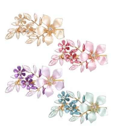 inSowni 4 Pack Luxury Glitter Sparkly Jeweled Gems Crystals Rhinestones Retro Vintage Butterfly Metal French Barrettes Alligator Snap Hair Clips Pins Headpieces Accessories for Women Girls (4PCS S3)