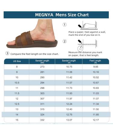MEGNYA Men's Orthotic Walking Sandals | Arch Support, Plantar Fasciitis Relief | Comfortable Slide Sandals for Foot Pain | 11 W3 Dark Brown - Buy Online on GoSupps.com