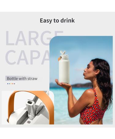 Blackube 1000ml Stainless Steel Drinking Bottle - BPA-Free Leak-Proof Thermos with Straw for Sports Fitness Camping & School - White - Buy Online on GoSupps.com