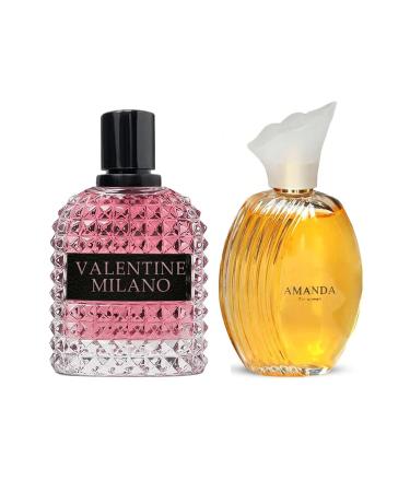 Women's Perfume Combo Set Milano Women&Amanda Floral Fruity Fragrance Eau De Parfum Elegant 100ml Bottle Natural Spray Each for Daily Used Milano&Amanda