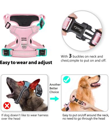 Buy Heele Adjustable Dog Harness for Small Dogs - No-Pull Chest Harness Reflective with Padded Handle Light Pink XS (33-43cm) - International Shipping Available - Buy Online on GoSupps.com