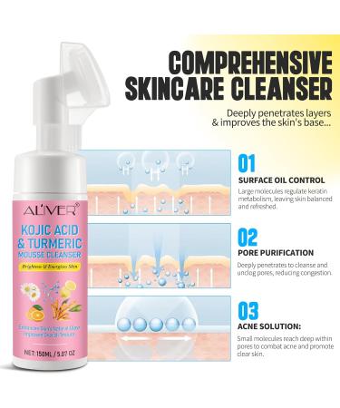 Turmeric Kojic Acid Facial Cleanser Exfoliating Mousse Cleansing Fight Acne Balance Skin Oil And Water Lighten Blemishes Brightens Skin Tone Safe For Sensitive Skin 150Ml - Buy Online on GoSupps.com