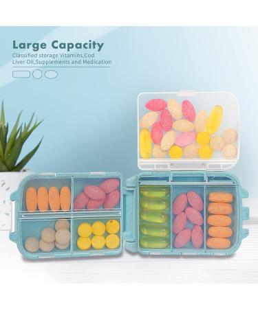 Portable Pill Case - 2pcs Travel Pill Organizer | Folding Daily Pill Box for Vitamins & Medications - Light Blue - Buy Online on GoSupps.com