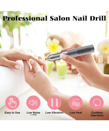 Portable Rechargeable Electric Nail File Kit | 12 Bits, 6 Speeds | Professional Nail Drill for Acrylic & Gel Nails | Dark Gray | Great Gift for Women - Buy Online on GoSupps.com