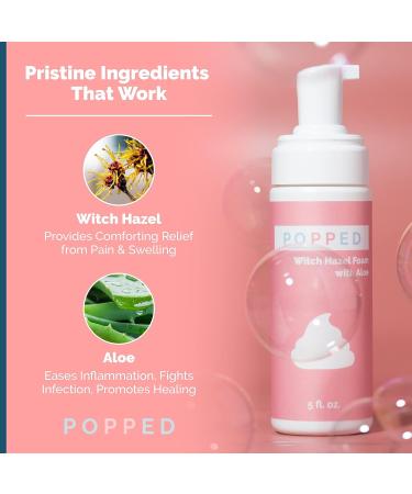 Popped Witch Hazel Foam with Aloe | Perineal Healing Postpartum Care | Relieves Pain, Hemorrhoids & Swelling | Postpartum Essential (5 fl oz) - Buy Online on GoSupps.com