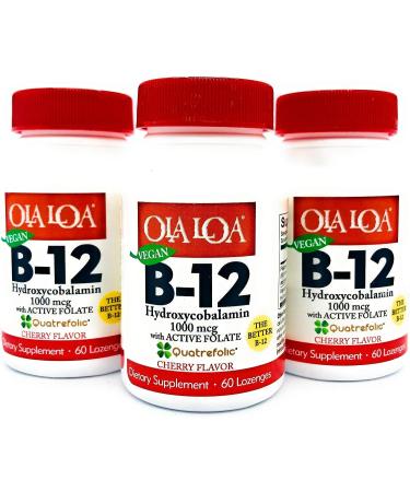Ola Loa Cherry Vitamin B12 Sublingual Supplement - Vegan Formula for Energy, Nerve & Brain Support - 60 Tablets - Buy Online on GoSupps.com