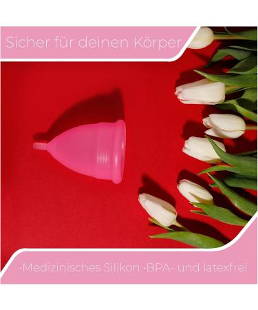 Femme Essentials Menstrual Cup - Discreet Hygienic & Eco-Friendly - Medical Silicone Satin Bag & German Manual - Pink (L) - Buy Online on GoSupps.com