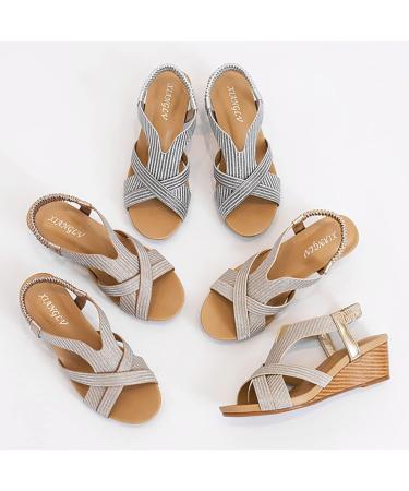 Shop XTZ YGLD Women s Bohemian Open Toe Sandals | Comfortable Gold Vacation Clogs & Roman Heels - Size 8 UK - Buy Online on GoSupps.com