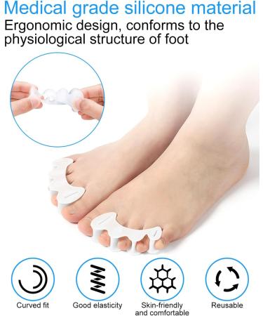 2PC Silicone Toe Spacers & Separators for Bunion Relief - Toe Aligners for Men & Women (Sizes 9-12.5 7-11) - Pain Relief & Comfort - Buy Online on GoSupps.com