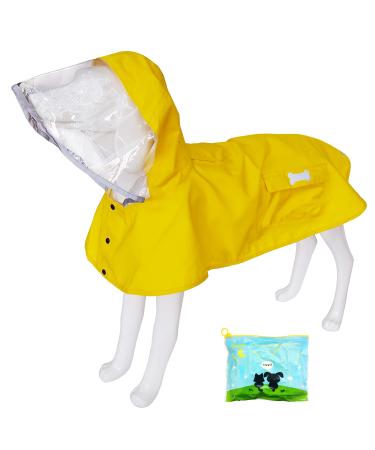 Waterproof Dog Raincoat, Adjustable Reflective Lightweight Pet Rain Clothes with Poncho Hood (Small, Yellow) Small Yellow