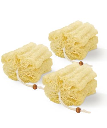 Natural Shower Loofah Sponge Body Scrubber Pad That Leaves Your Body a Clean Scrubbed Feeling Sweeping Dead Skin Cells Effectively as A Skin Exfoliator - 3 Count (1 Pack)