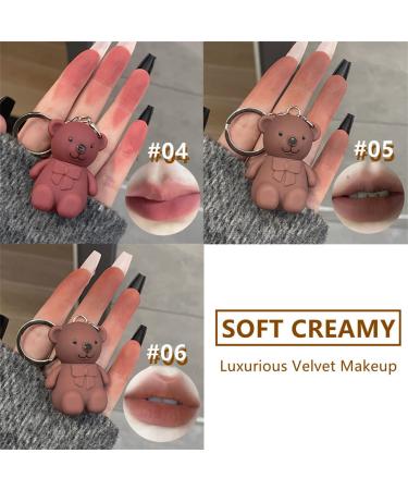 DENGWANG Keychain Bear Lipsticks 2 In 1 - Waterproof Matte Velvet Lipstick Set - Buy Online on GoSupps.com