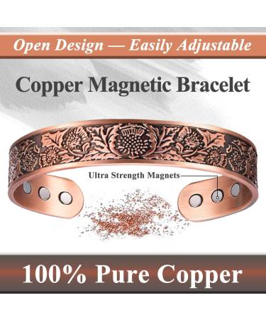 VicMAG Copper Magnet Bracelet for Men - Arthritis Pain Relief Therapy Adjustable Pure Copper Cuff with Gift Box - Buy Online on GoSupps.com