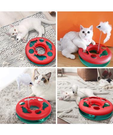 Interactive Cat Toy Set with Roller Tracks, Catnip, Teaser Mouse & Exercise Balls - Christmas Red | Ideal for Indoor Cats & Kittens - Buy Online on GoSupps.com